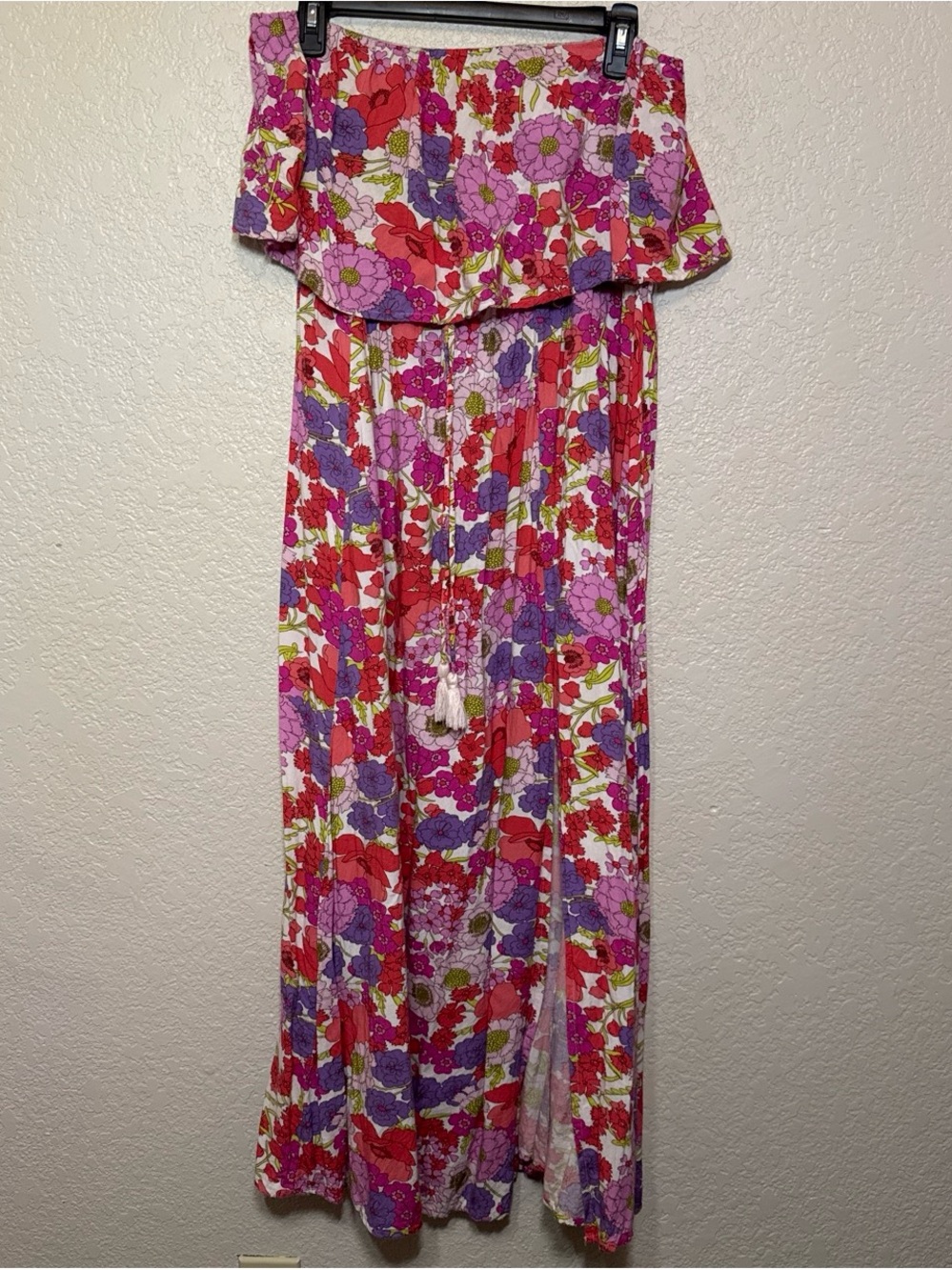 Japna Floral Strapless Maxi in Pink, Purple and Green